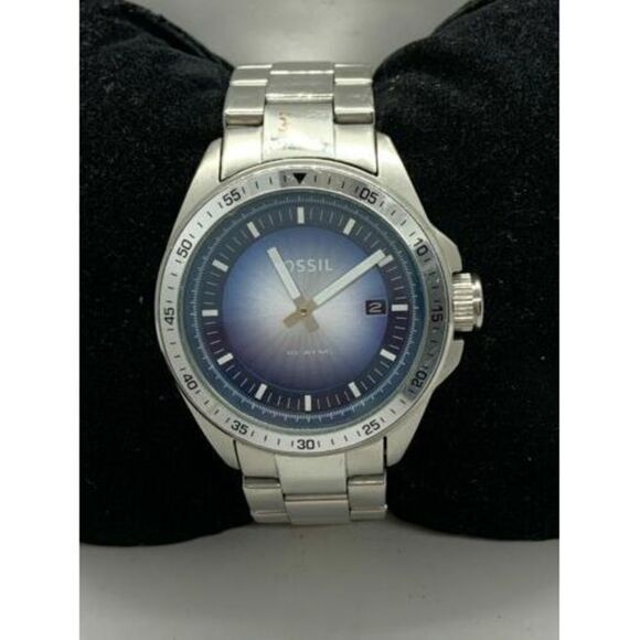 Fossil AM4369 Men's Watch Blue Dial Stainless Steel Silver 40mm Case Quartz D725 - Picture 2 of 9